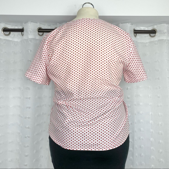 Vintage 80s white & red polka dot top L/XL - Picture 8 of 9